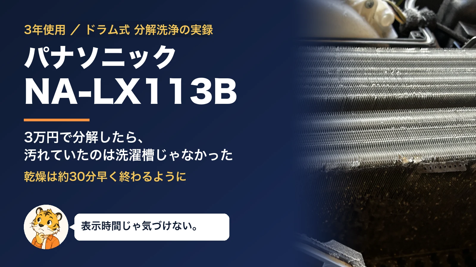 パナソニック NA-LX113B レビュー|3年使って乾燥が遅い。3万円で分解洗浄したら、汚れていたのは洗濯槽じゃなかった