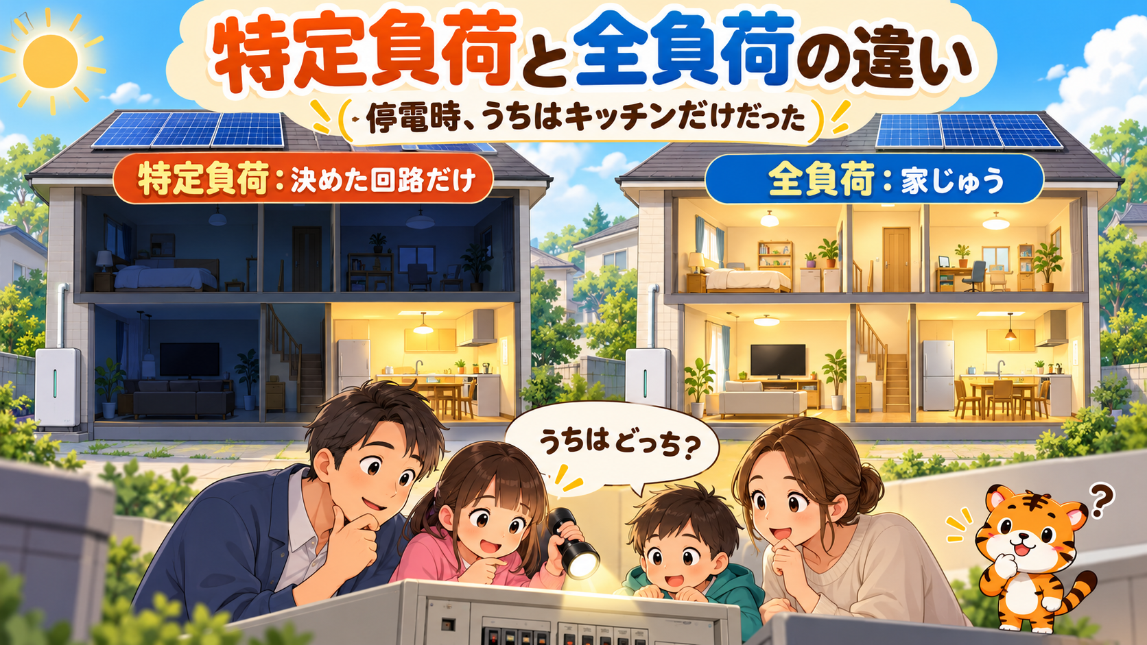 蓄電池の特定負荷と全負荷の違い|特定負荷の我が家は「停電時はキッチンだけ」だった【分電盤の実物写真】